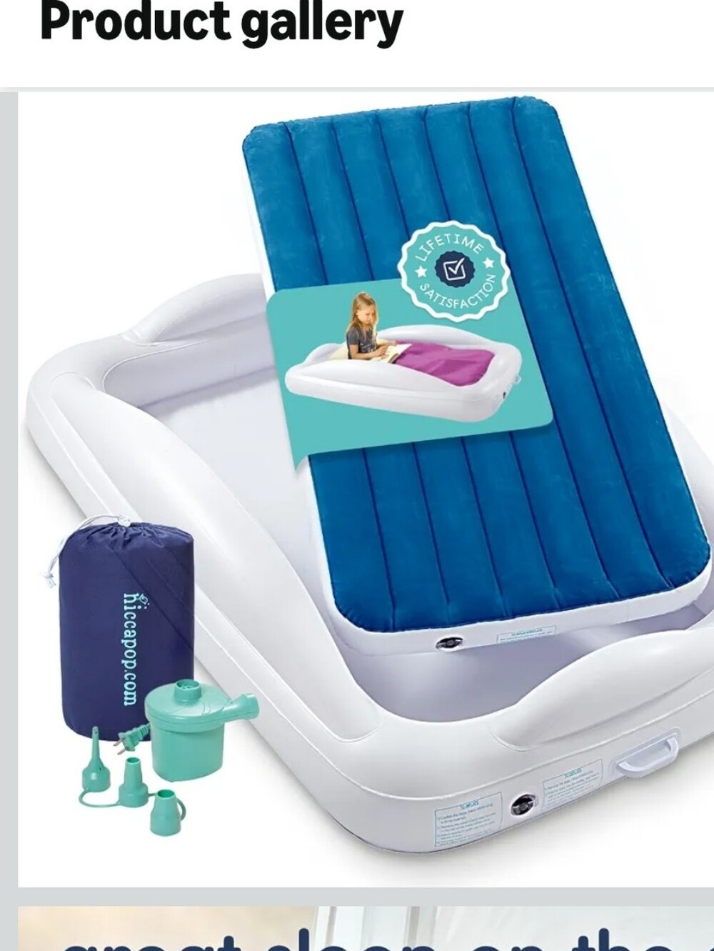 Kids Inflatable Sleep Mat - White and Blue - Picture 10 of 15